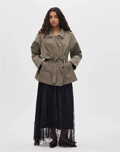 Rabens Saloner - Monette Laced Multi Layer Nederdel - Black
